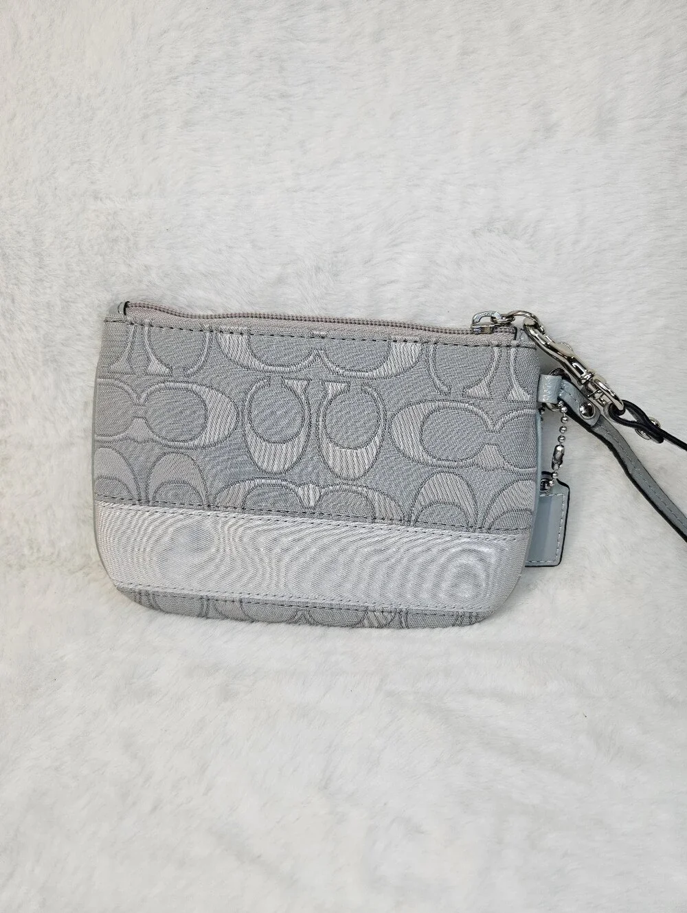 Coach Gray Signature Wristlet Pouch